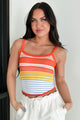 Life Is A Beach Striped Tank Top (Orange Combo)