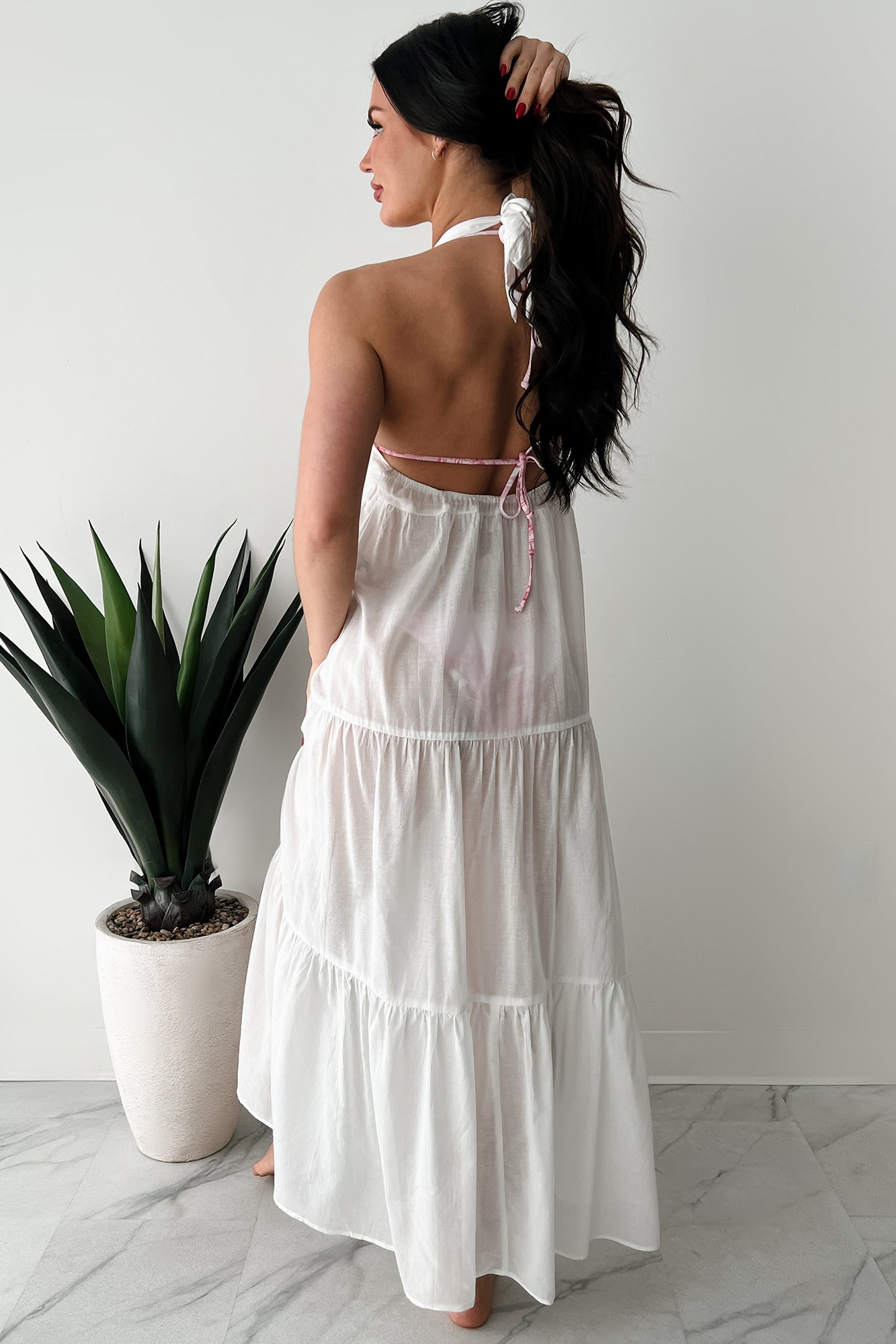 HYFVE Women's Reach To The Skies Halter Maxi Coverup Dress in Off White - Size S HYFVE Women's Reach To The Skies Halter Maxi Coverup Dress in Off White - Size S