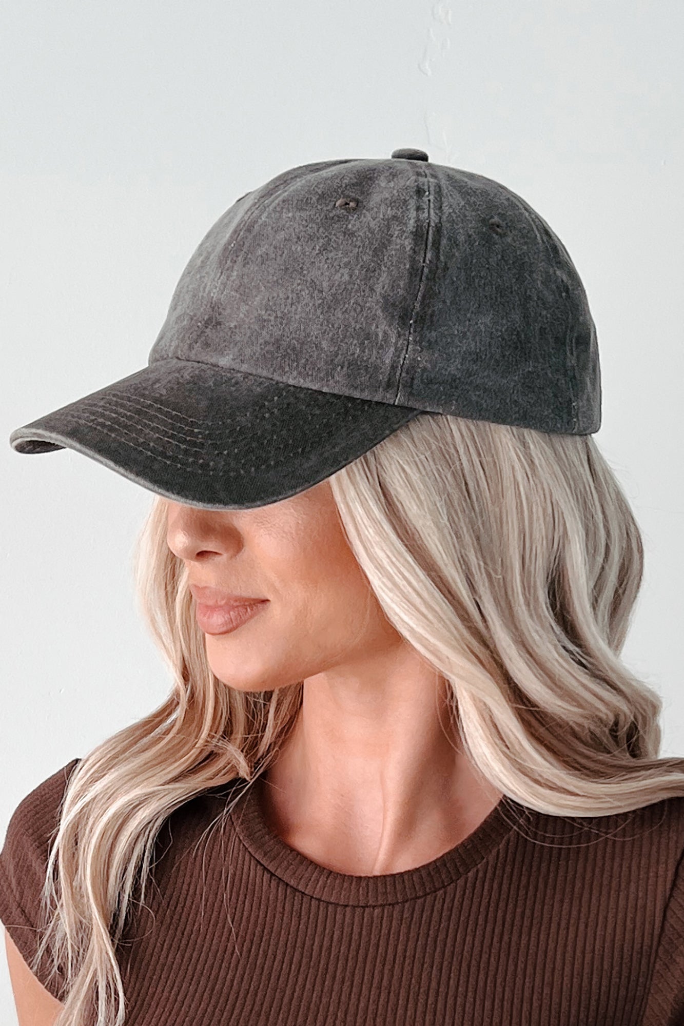 Ballpark Babe Vintage Wash Zenana Baseball Cap (Brown) - NanaMacs