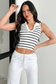 Simple But Stylish Sleeveless Striped Top (White) - NanaMacs