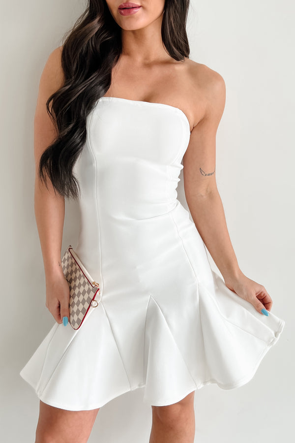 Bold & Beautiful Strapless Mini Dress (White)