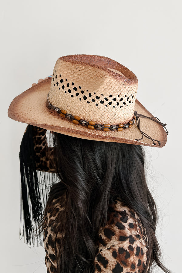 Summer On Repeat Beaded Strap Cowboy Hat (Tan)