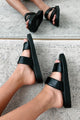 Hey Amigo Double Strap Platform Sandals (Black) - NanaMacs