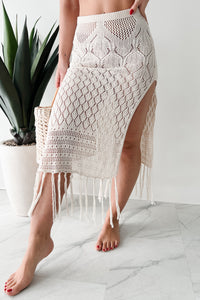 Wave Of Relief Crochet Tassel Maxi Skirt (Beige) - NanaMacs