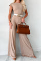 Staying Out Later Twist-Back Jumpsuit (Tan) - NanaMacs