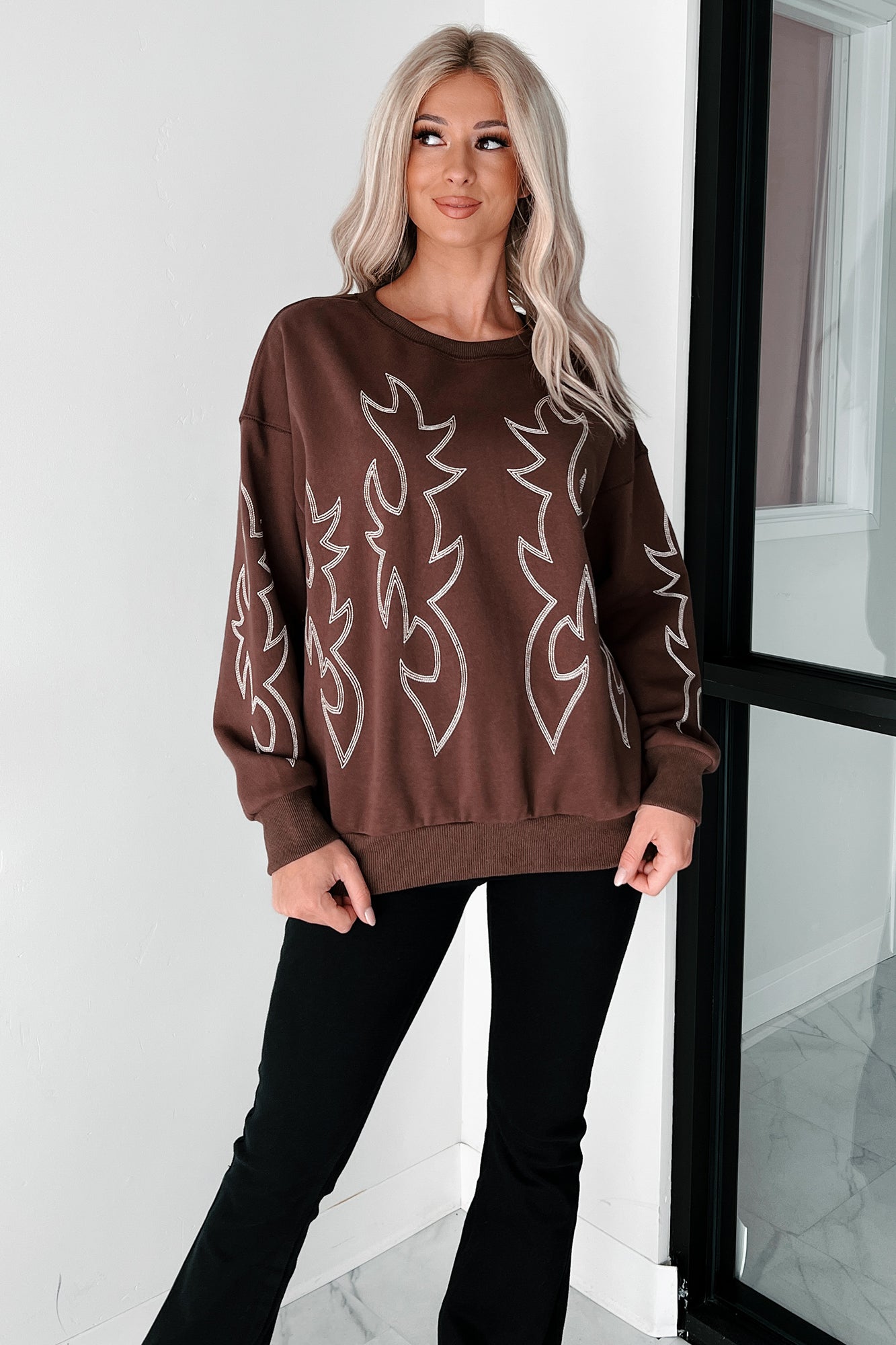 Rodeo Bandit Western Stitch Sweatshirt (Brown)