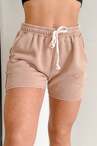 No Rush No Fuss Raw Hem Lounge Shorts (Taupe) - NanaMacs