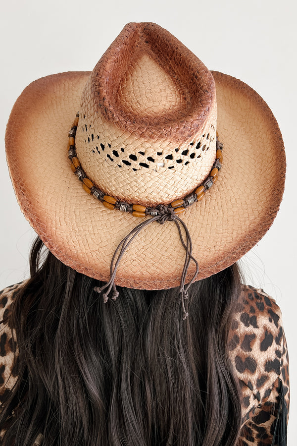 Summer On Repeat Beaded Strap Cowboy Hat (Tan)