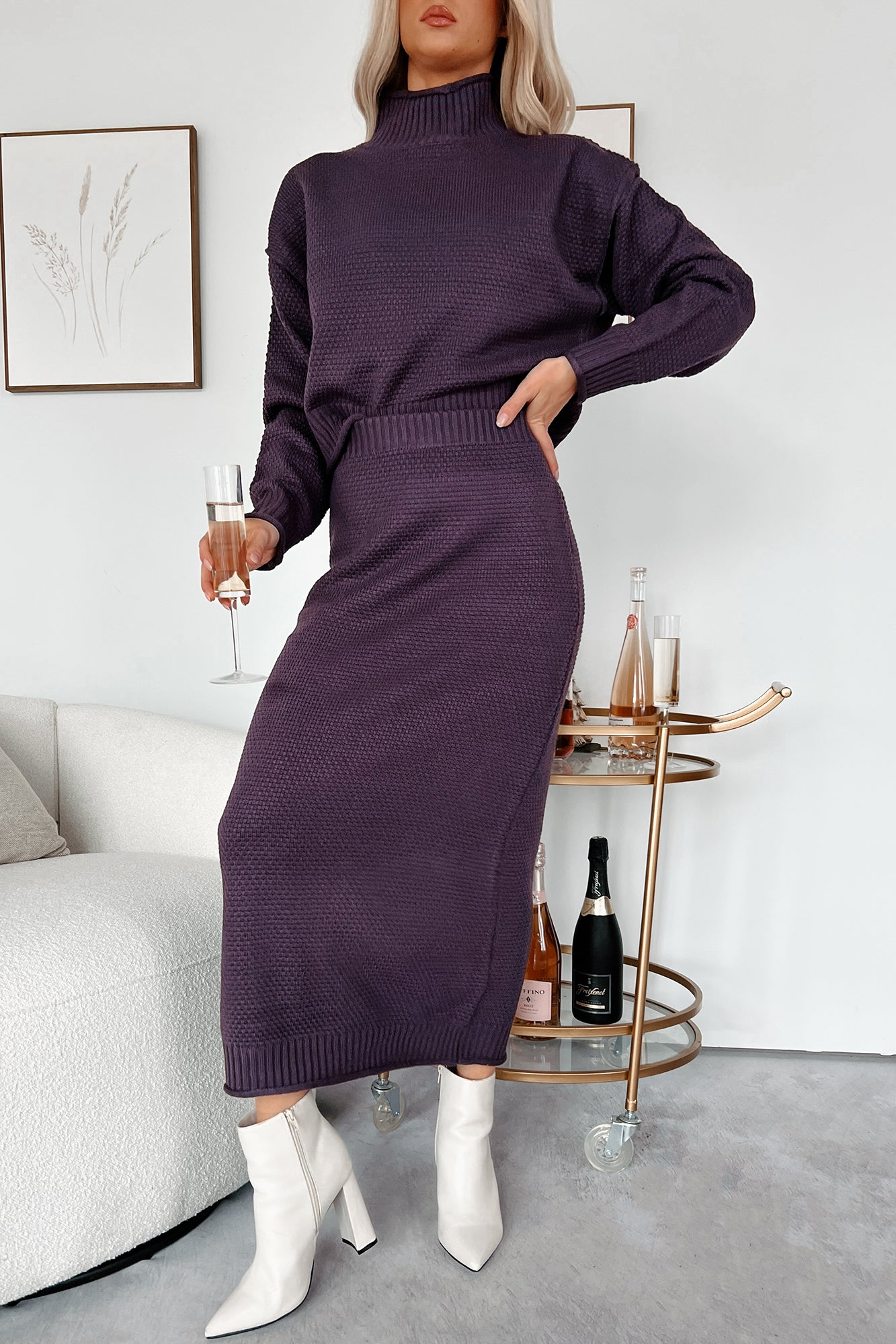 Cozy In Colorado Sweater Knit Two-Piece Set (Dark Plum) - NanaMacs