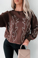 Rodeo Bandit Western Stitch Sweatshirt (Brown) - NanaMacs