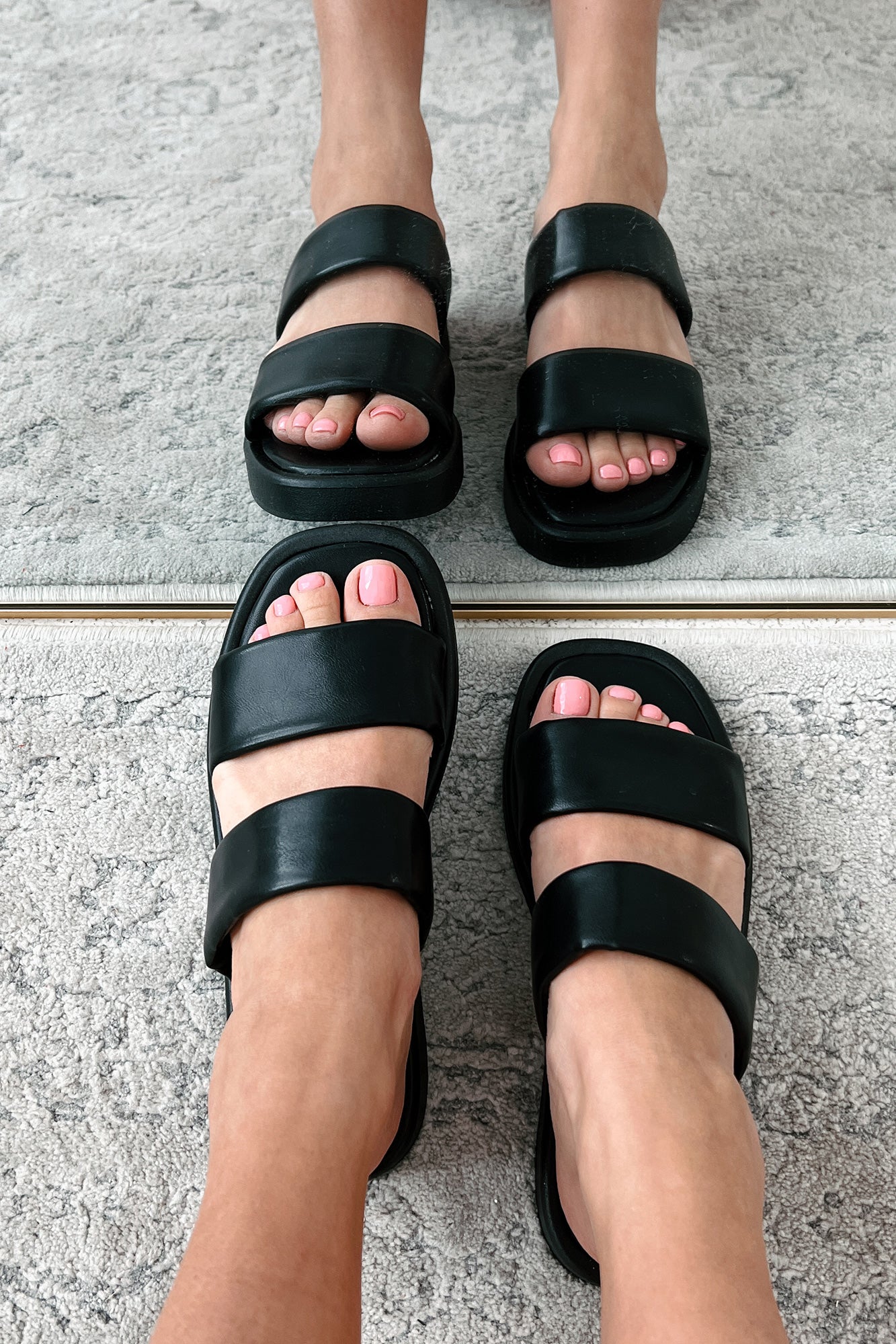 Hey Amigo Double Strap Platform Sandals (Black) · NanaMacs