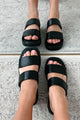 Hey Amigo Double Strap Platform Sandals (Black) - NanaMacs