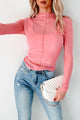 Flirtatious Looks Mesh Long Sleeve Top (Pink) - NanaMacs