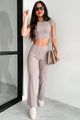 Casually Poised Knit Top & Pants Set (Smoked Eggplant) - NanaMacs