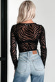 Wild At Heart Animal Print Mesh Bodysuit (Black Zebra) - NanaMacs