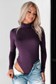 Simple Remedy Long Sleeve Turtleneck Bodysuit (Dark Plum) - NanaMacs