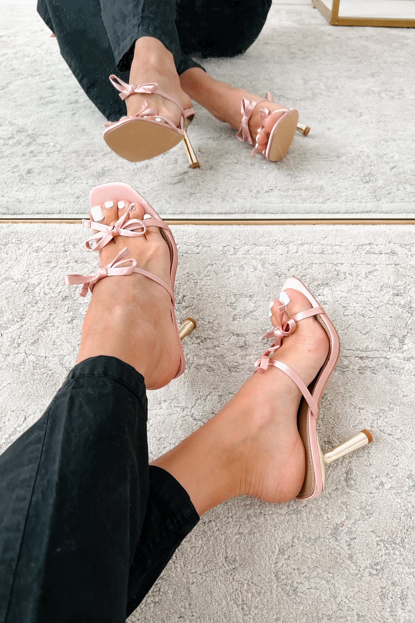 All The Frills Bow Strap Heels (Pink) - NanaMacs