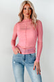 Flirtatious Looks Mesh Long Sleeve Top (Pink) - NanaMacs