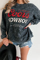 "Original Coors Cowboy" Acid Wash Graphic Sweatshirt (Washed Black) - NanaMacs