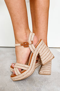 VayCay Getaway Braided Raffia Platform Heels (Natural/Tan) - NanaMacs