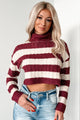 Beloved Memories Striped Turtleneck Sweater (Violet/Oatmeal) - NanaMacs