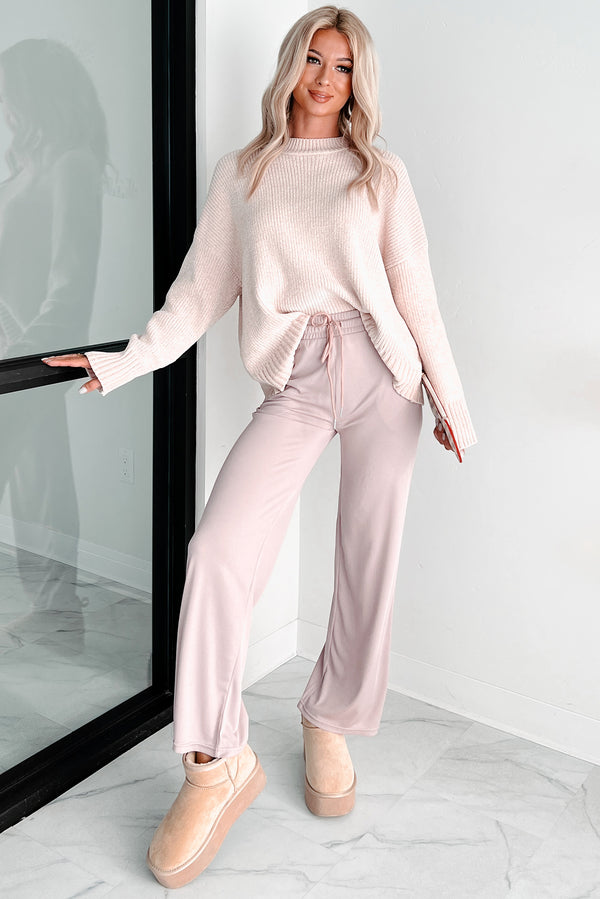 I'm Staying Put Wide Leg Drawstring Pants (Rose) - NanaMacs