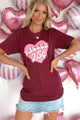 "Kisses 25¢" Graphic T-Shirt (Maroon) - Print On Demand - NanaMacs