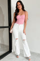 Maureen Special A High Rise Distressed Flare Jeans (White) - NanaMacs