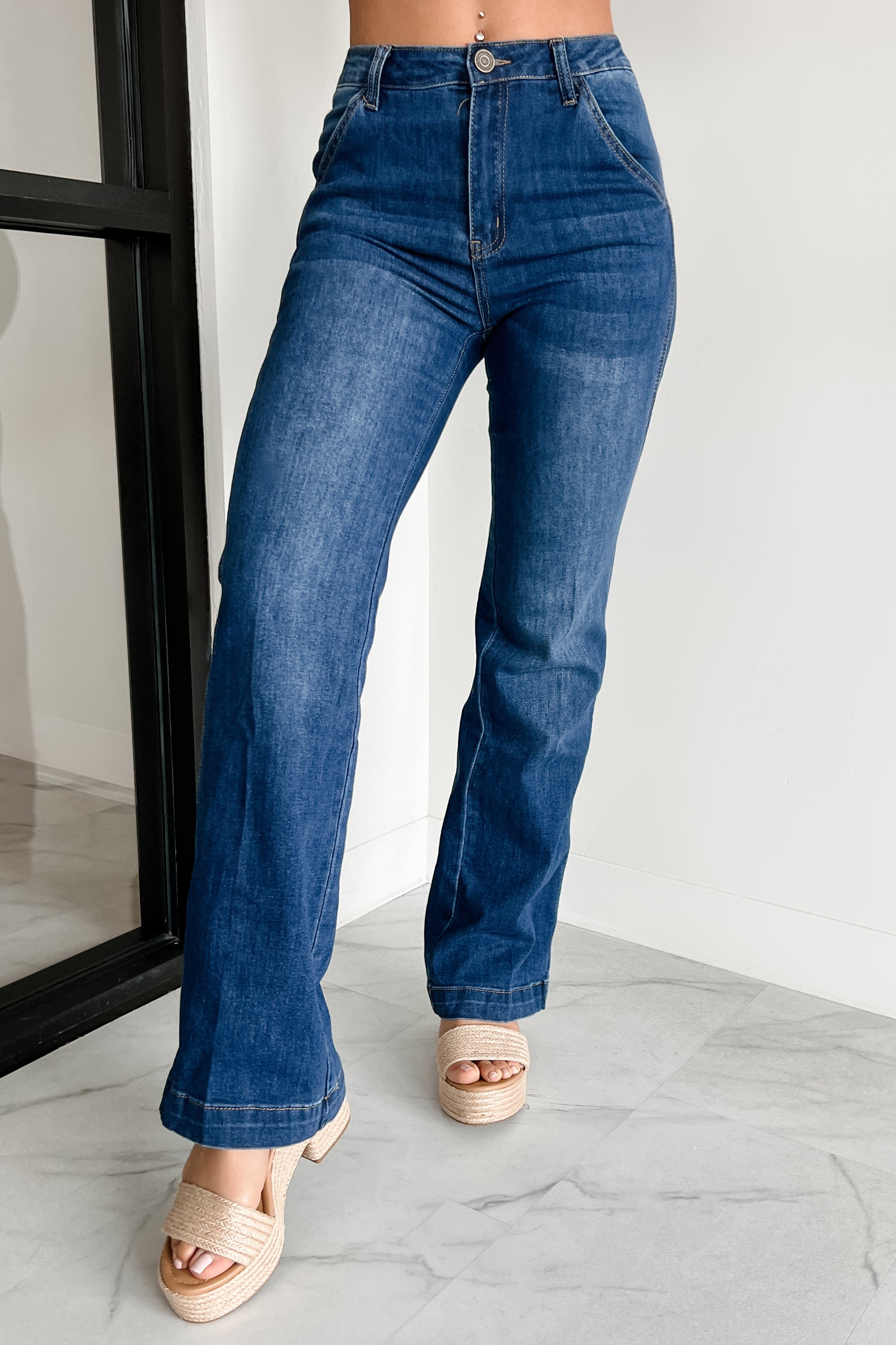 Everest High Rise Wide Leg Indigo Reign Jeans (Dark Blue) · NanaMacs