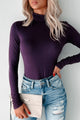 Simple Remedy Long Sleeve Turtleneck Bodysuit (Dark Plum) - NanaMacs