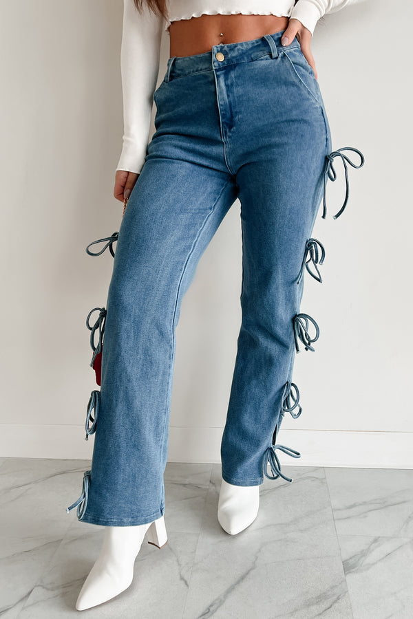 Nothing Casual Bow Tie Straight Jean (Denim) - NanaMacs