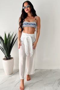 In Full Swing Wide Leg Linen Pants (White) - NanaMacs