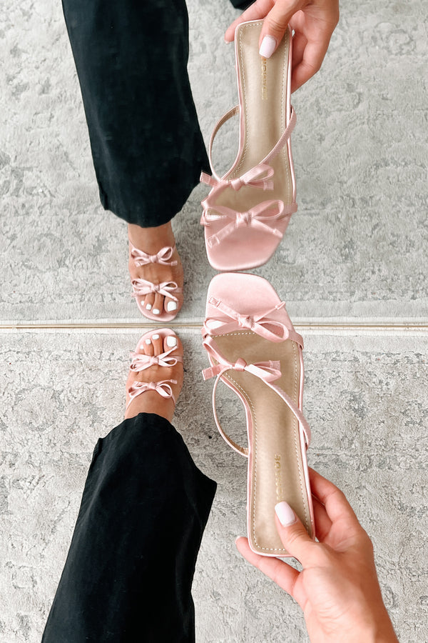 All The Frills Bow Strap Heels (Pink) - NanaMacs