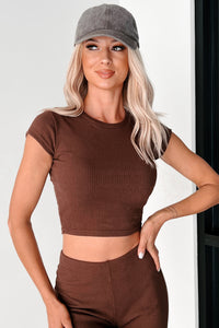 Casually Poised Knit Top & Pants Set (Espresso) - NanaMacs