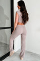 Casually Poised Knit Top & Pants Set (Smoked Eggplant) - NanaMacs