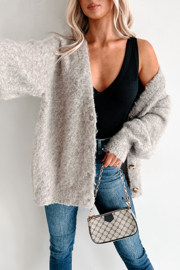 Keeping You For Myself Fuzzy Sweater Cardigan (Mocha) - NanaMacs