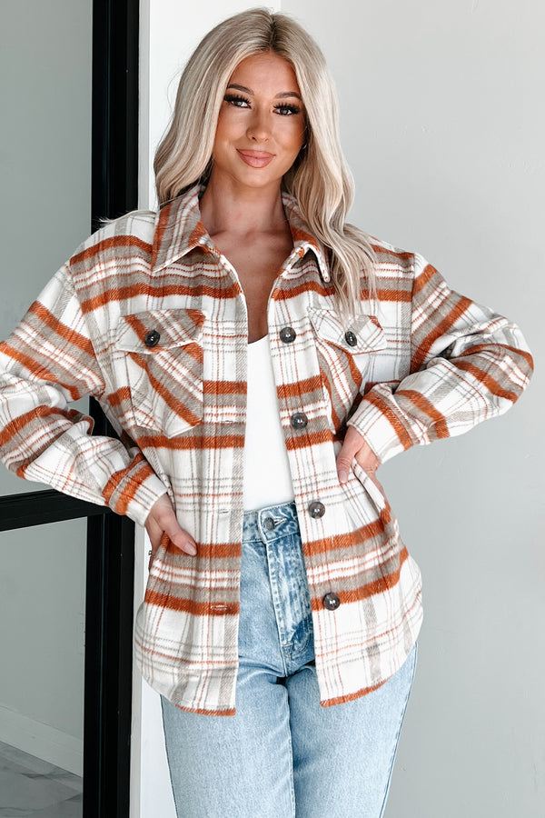 Obsessed With Fall Plaid Shacket (Terracotta/Ivory) - NanaMacs