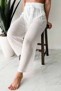 In Full Swing Wide Leg Linen Pants (White) - NanaMacs