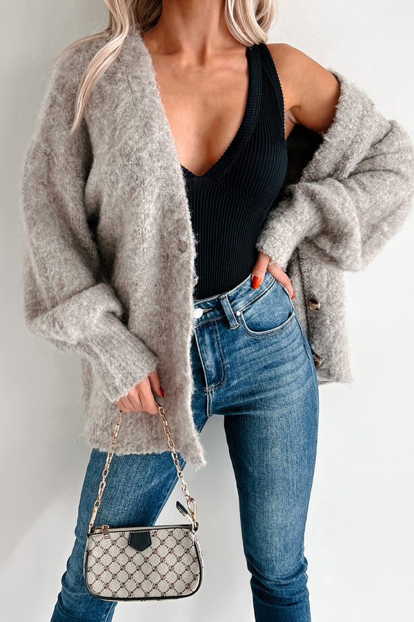 Keeping You For Myself Fuzzy Sweater Cardigan (Mocha) - NanaMacs