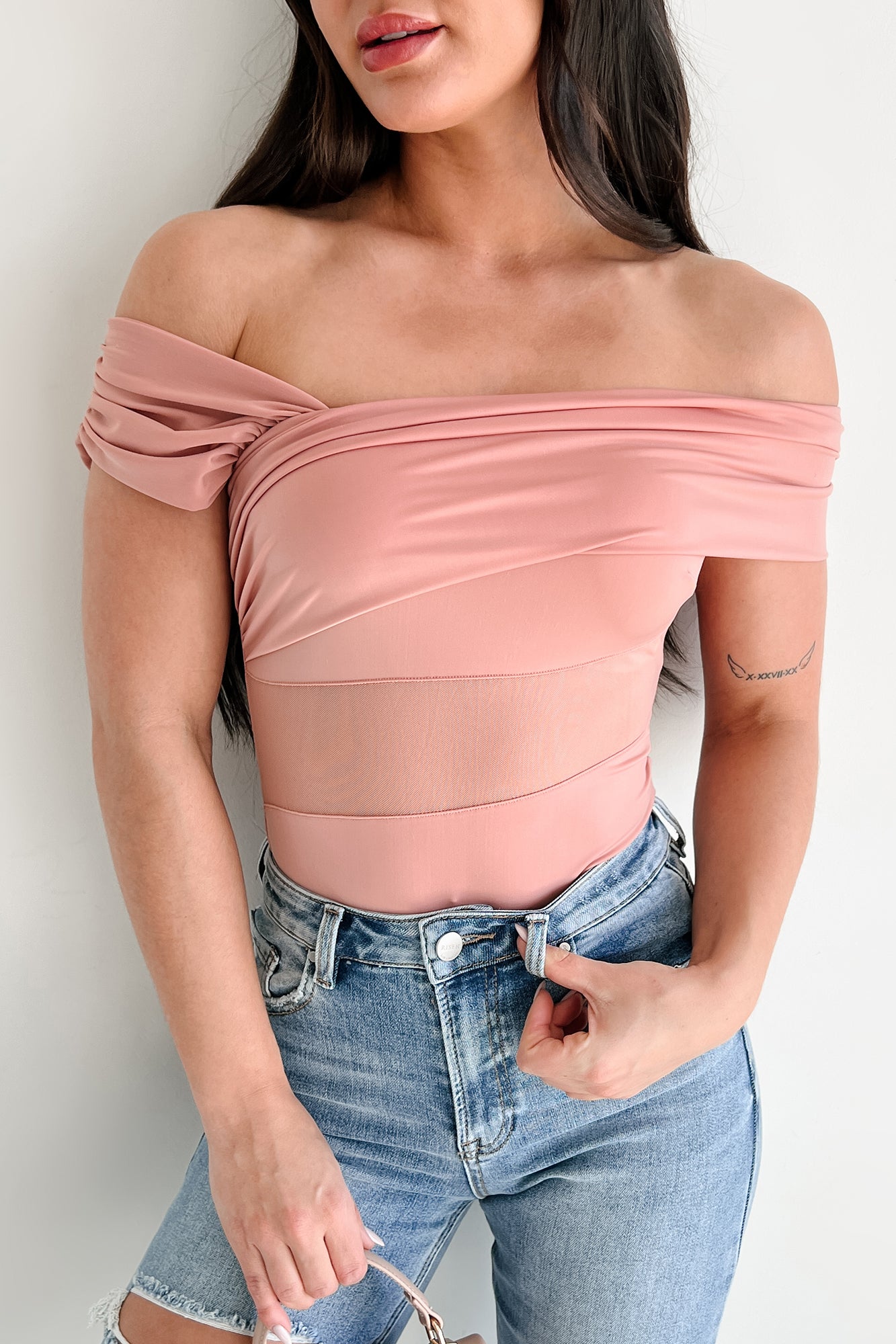 Heartfelt Moments Asymmetric Bodysuit (Mauve) - NanaMacs