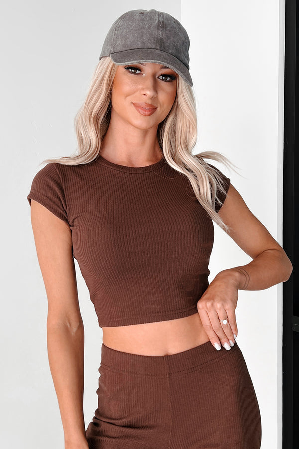 Casually Poised Knit Top & Pants Set (Espresso) - NanaMacs