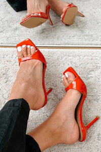 Little Bit Spicy Square Toe Heeled Sandal (Red Patent) - NanaMacs