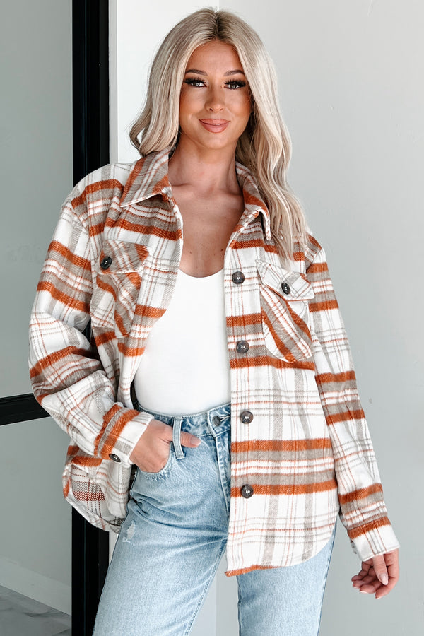 Obsessed With Fall Plaid Shacket (Terracotta/Ivory) - NanaMacs