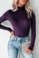 Simple Remedy Long Sleeve Turtleneck Bodysuit (Dark Plum) - NanaMacs