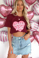 "Kisses 25¢" Graphic T-Shirt (Maroon) - Print On Demand - NanaMacs