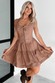 Fair Maiden Lace-Up Mini Dress (Mocha)