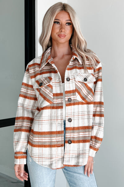 Obsessed With Fall Plaid Shacket (Terracotta/Ivory) - NanaMacs