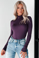 Simple Remedy Long Sleeve Turtleneck Bodysuit (Dark Plum) - NanaMacs