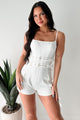 Crowned In Confidence Belted Cargo Romper (Ivory)