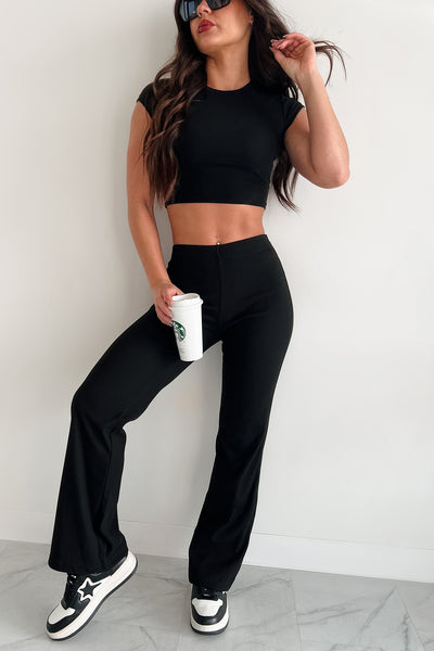 Casually Poised Knit Top & Pants Set (Black) - NanaMacs